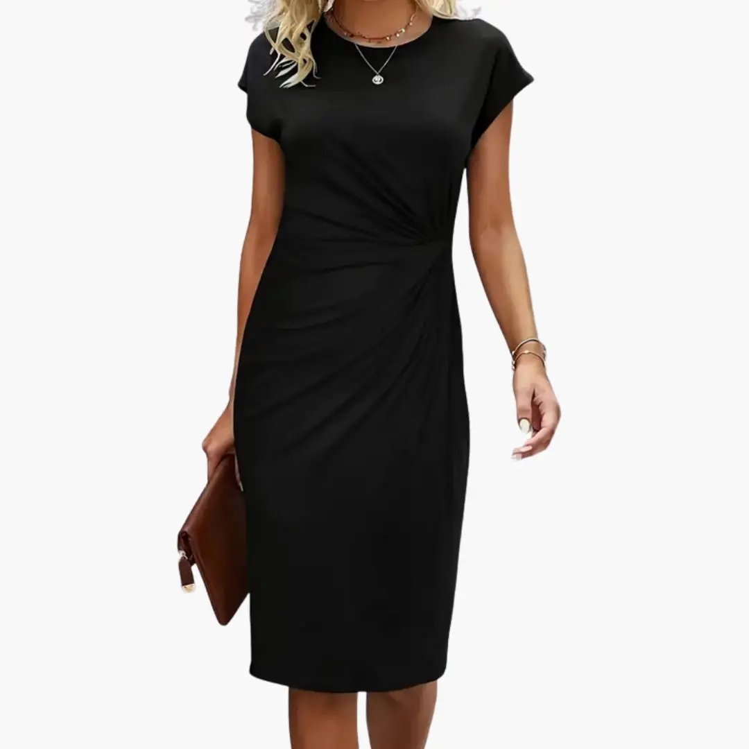 Sana - Women's Fitted Midi Dress with Ruching - photo 1