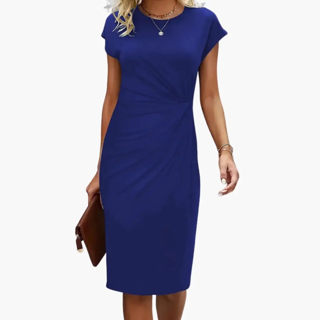 Sana - Women's Fitted Midi Dress with Ruching - photo 7