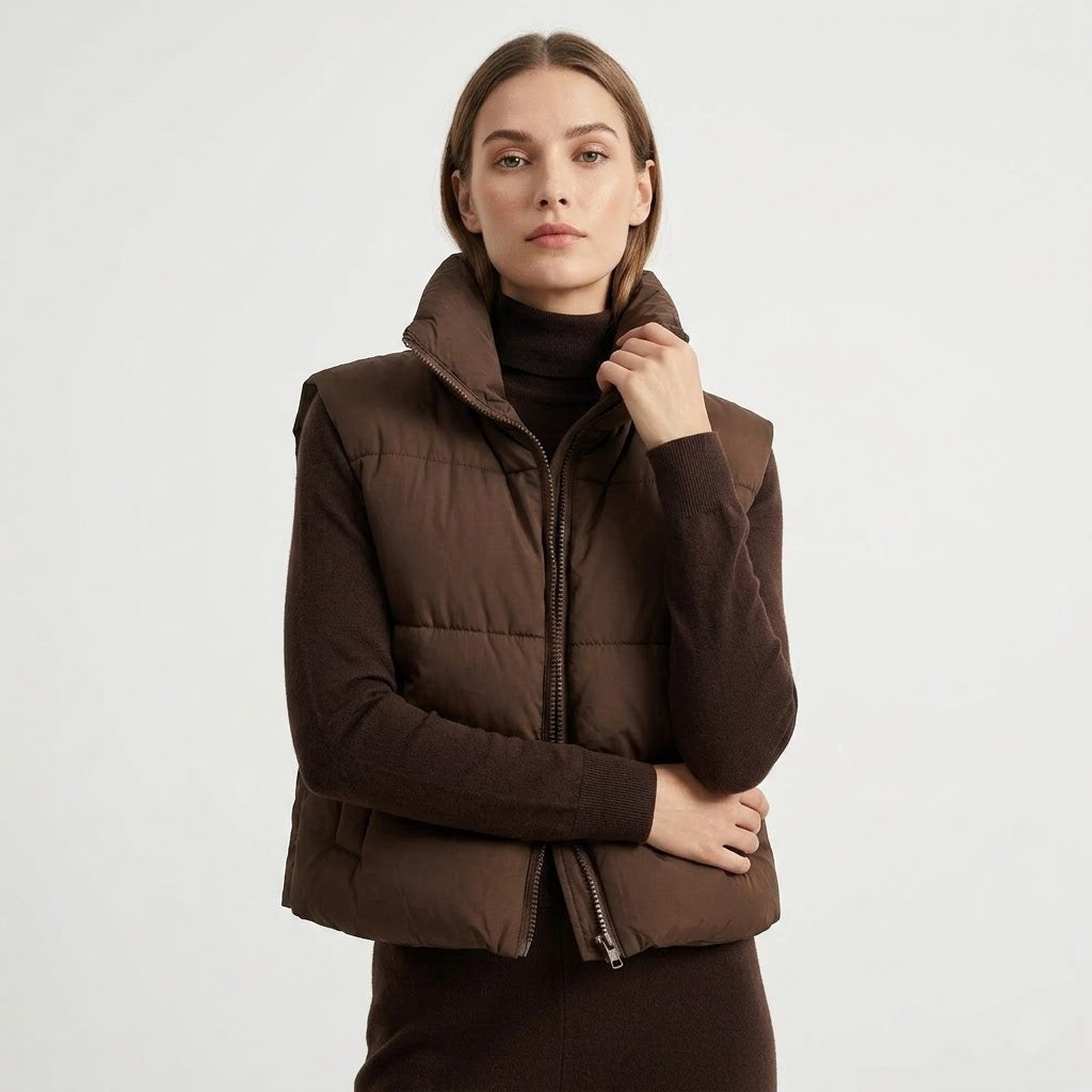 Gemma - Women's Cropped Puffer Jacket with Collar - photo 1