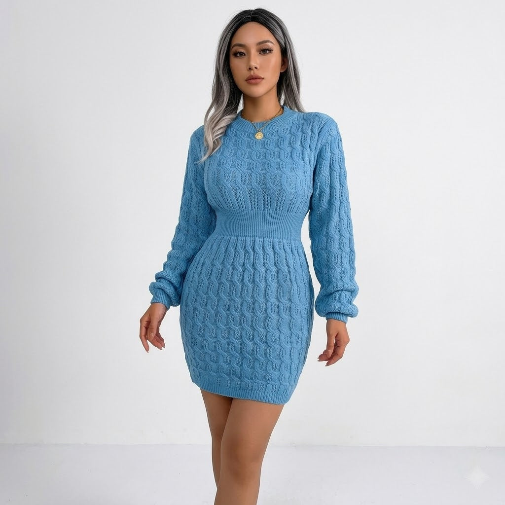 Janella - Women's Mini Dress in Knit with Long Sleeves - photo 1