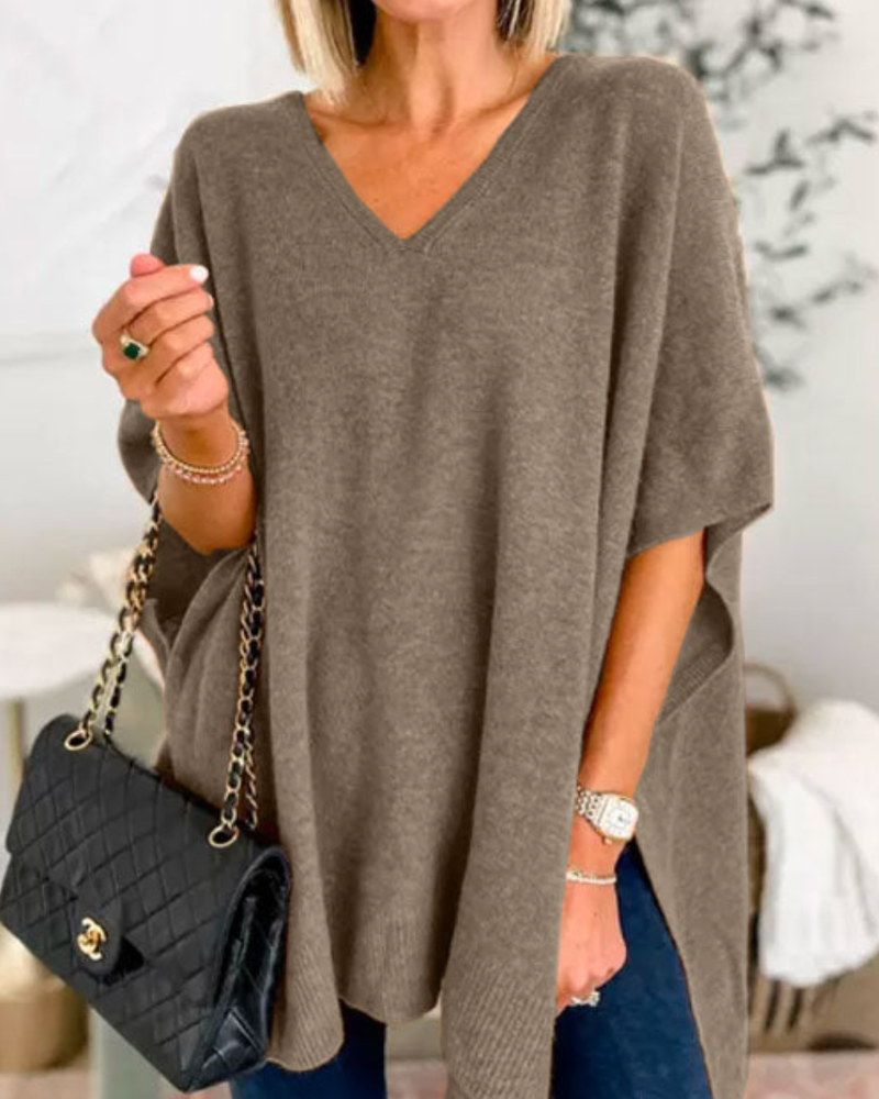 Sharon - Women's Relaxed V Neck Knit Top - photo 2