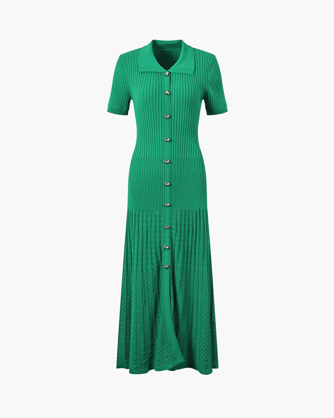 Sian - Women's Maxi Dress in Knit with Collar - photo 5