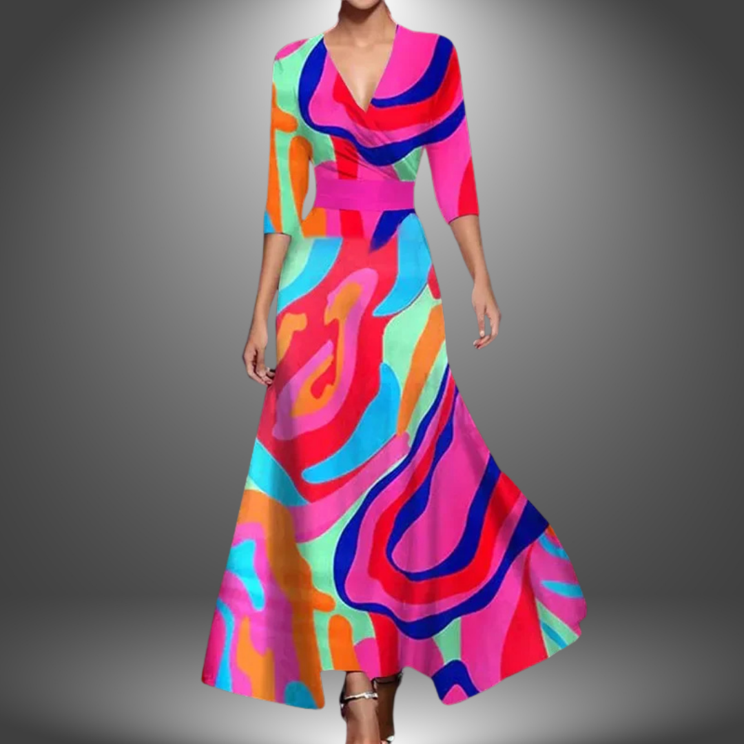 Signe - Women's Maxi Dress in Boho Print with V-Neck - photo 4