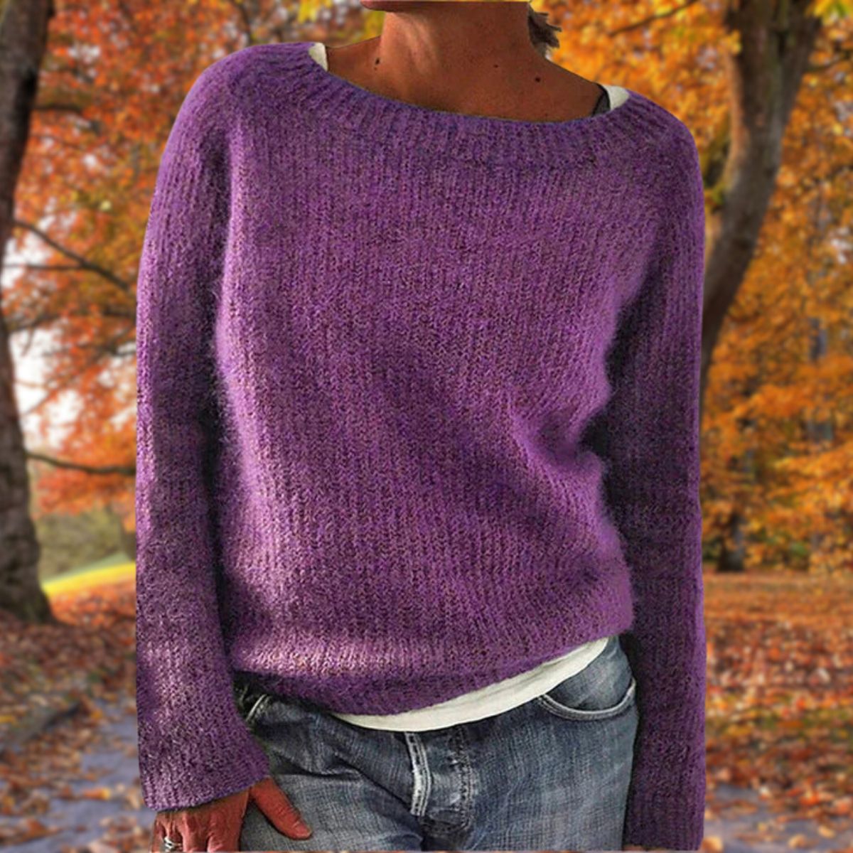 Simone - Women's Relaxed Jumper in Knit with Collar - photo 6