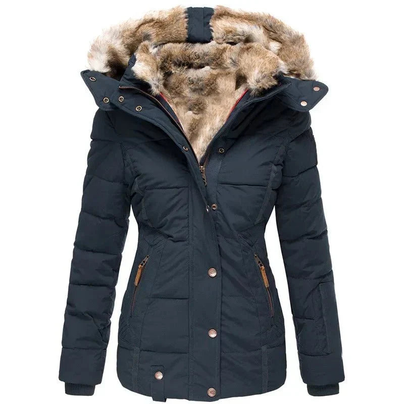 Sloane - Women's Quilted Jacket with Fur Trim Hood - photo 3
