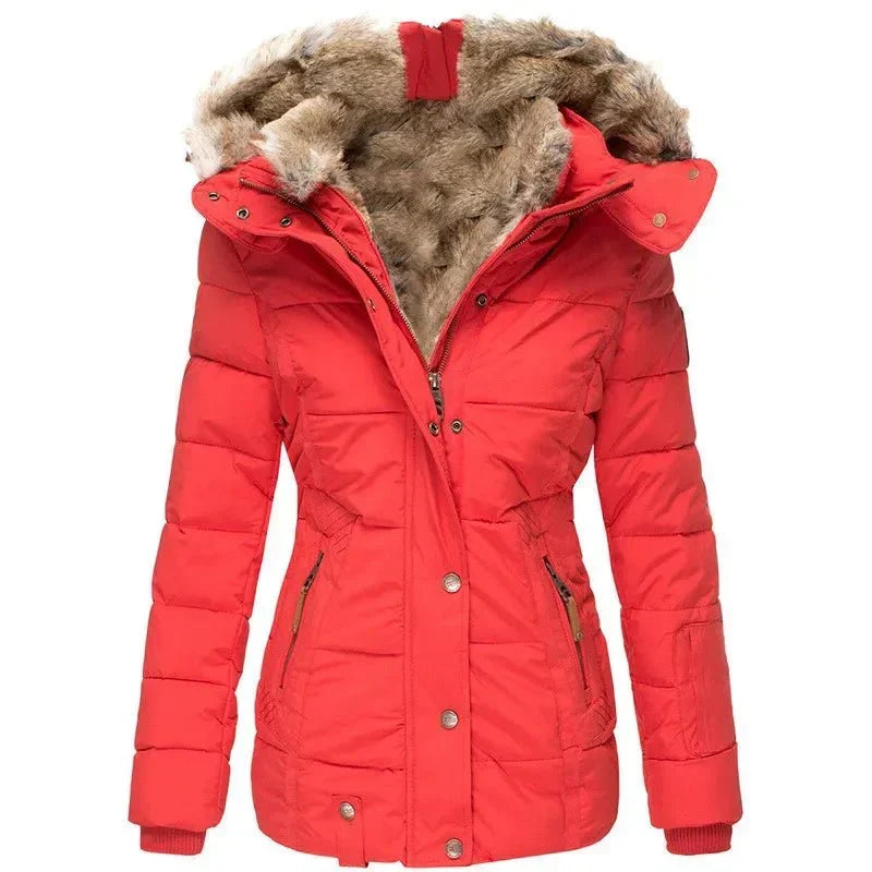 Sloane - Women's Quilted Jacket with Fur Trim Hood - photo 5