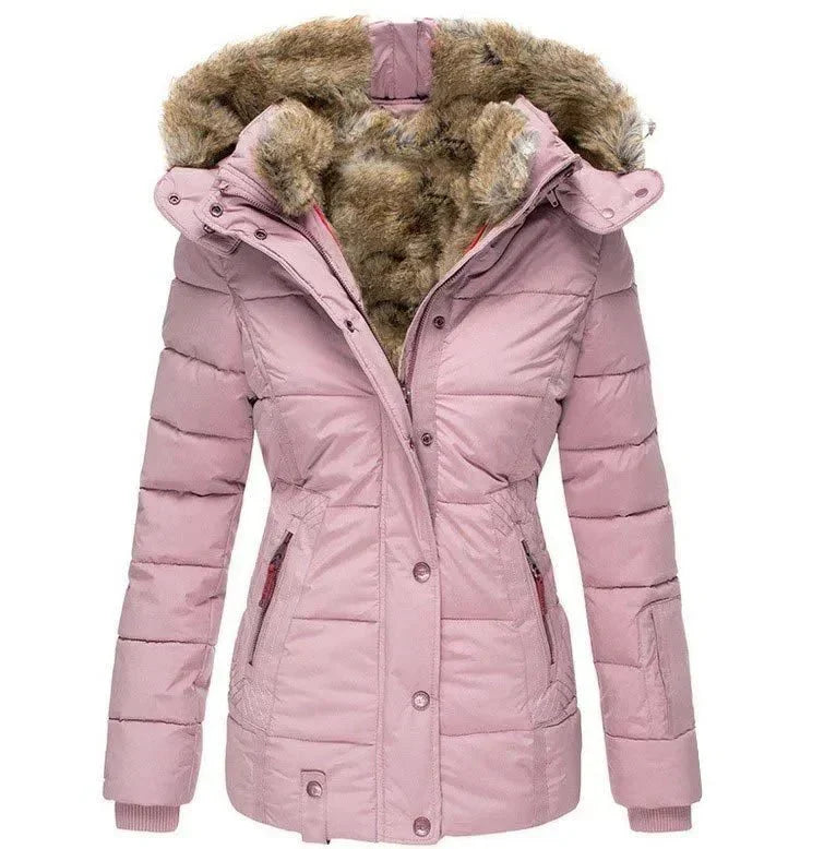 Sloane - Women's Quilted Jacket with Fur Trim Hood - photo 6