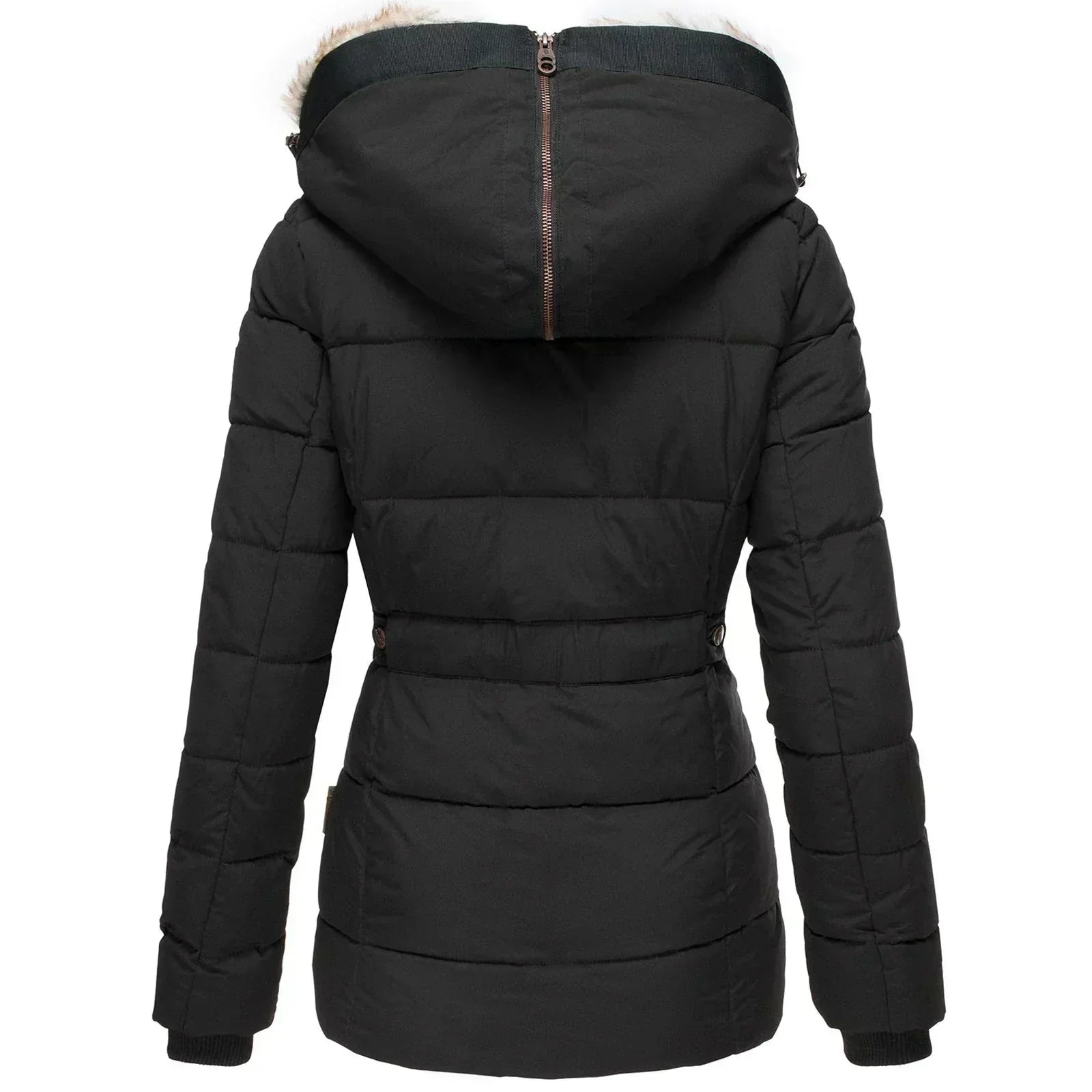Sloane - Women's Quilted Jacket with Fur Trim Hood - photo 7