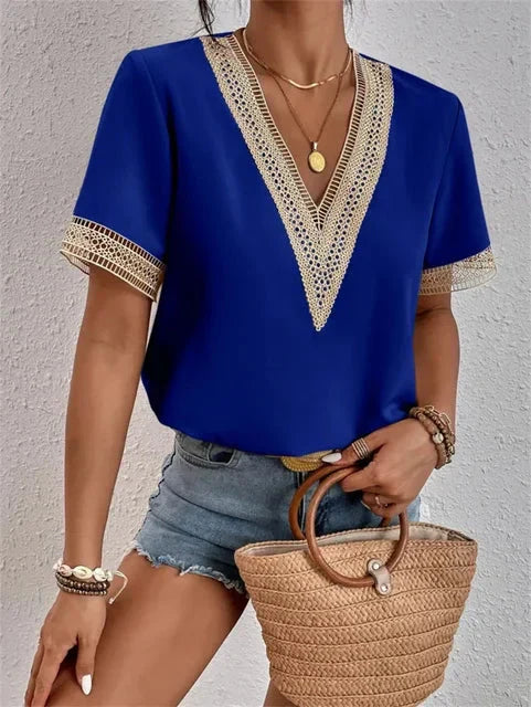 Angie - Women's Relaxed Blouse with Short Sleeves