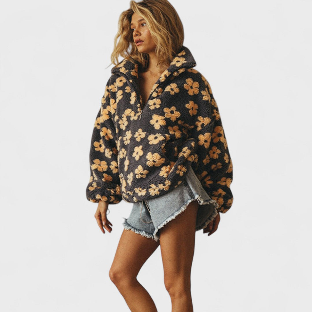 Solange - Women's Jumper in Fleece Lining with Floral Print - photo 5