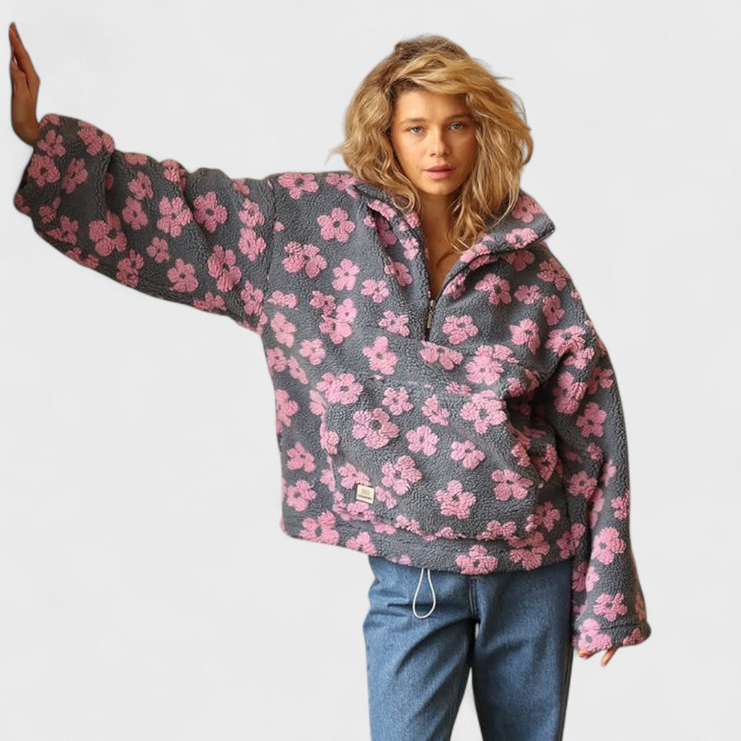 Solange - Women's Jumper in Fleece Lining with Floral Print - photo 8