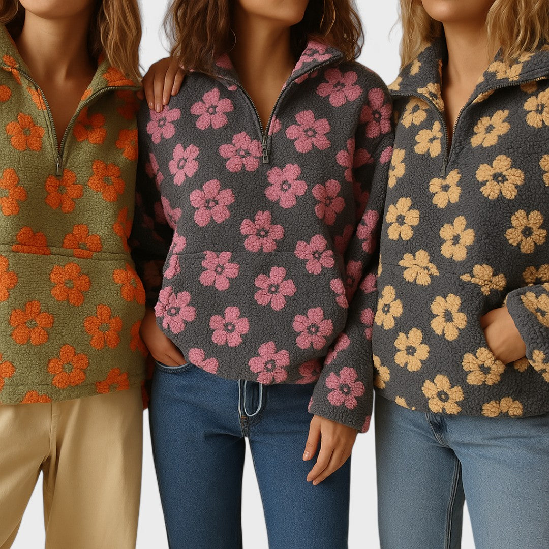 Solange - Women's Jumper in Fleece Lining with Floral Print - photo 9