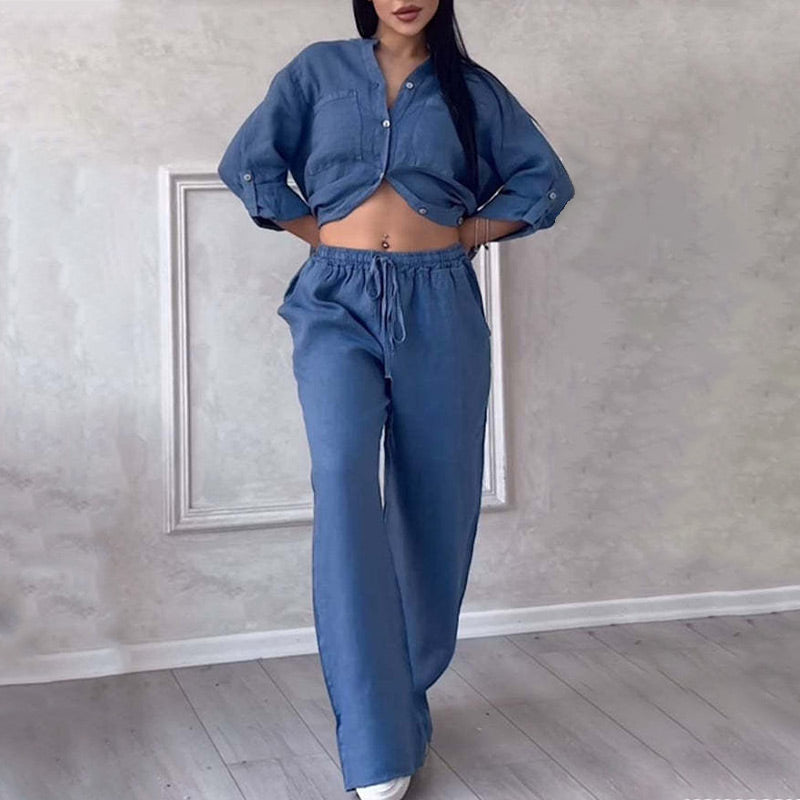 Inara - Women's Lightweight Breathable Linen Two-Piece Set