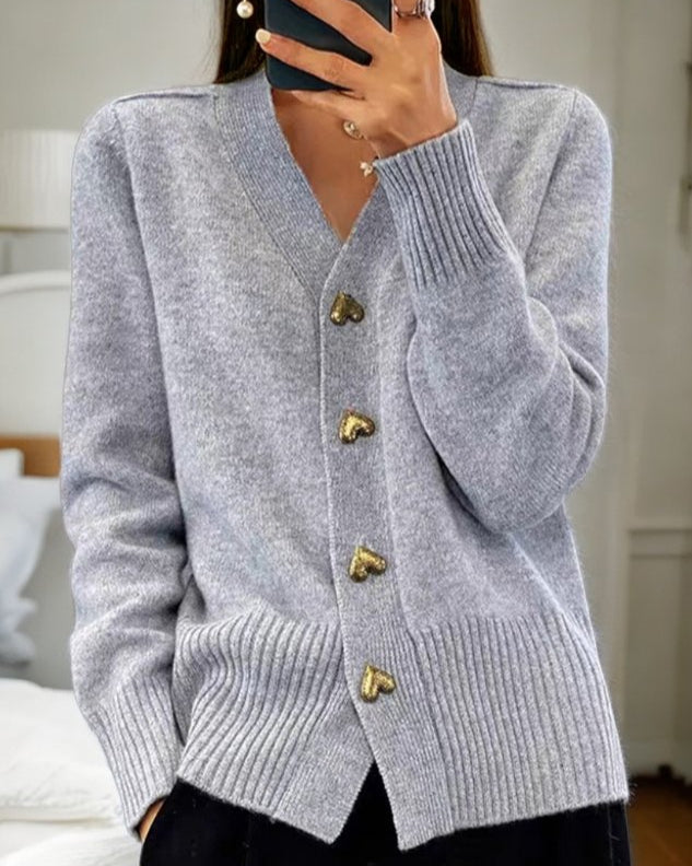 Remy - Women's Heart-Button Knit Cardigan