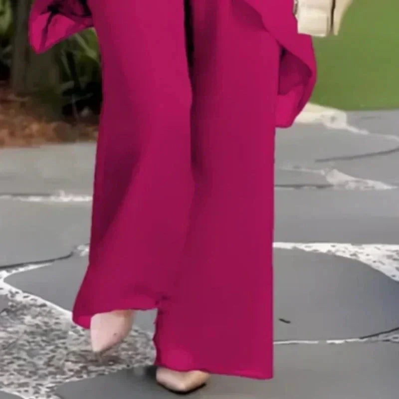 Women's Asymmetric Top and Wide-Leg Trouser Set