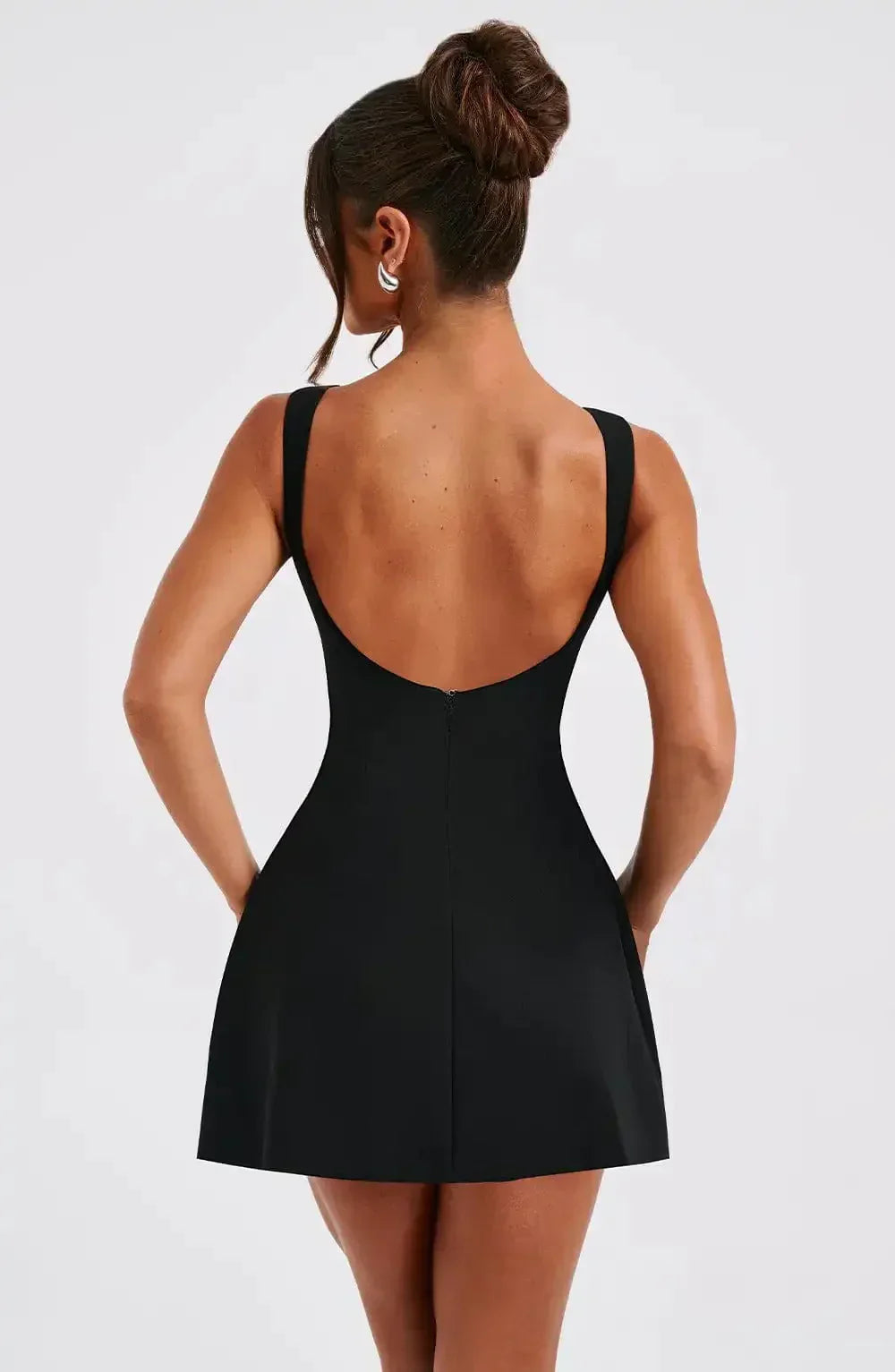 Becky - Women's Fitted Mini Dress with an Open Back