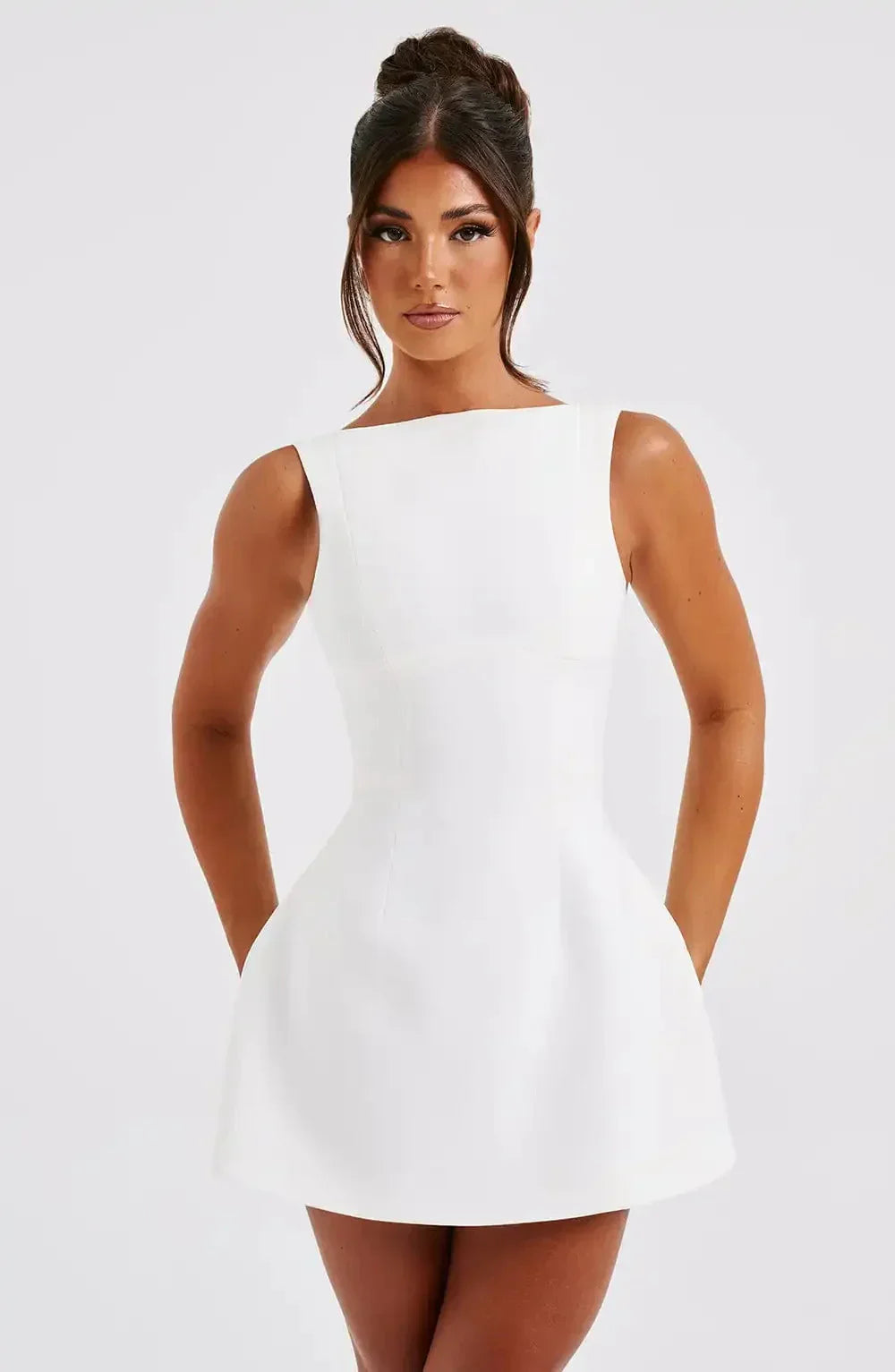 Becky - Women's Fitted Mini Dress with an Open Back