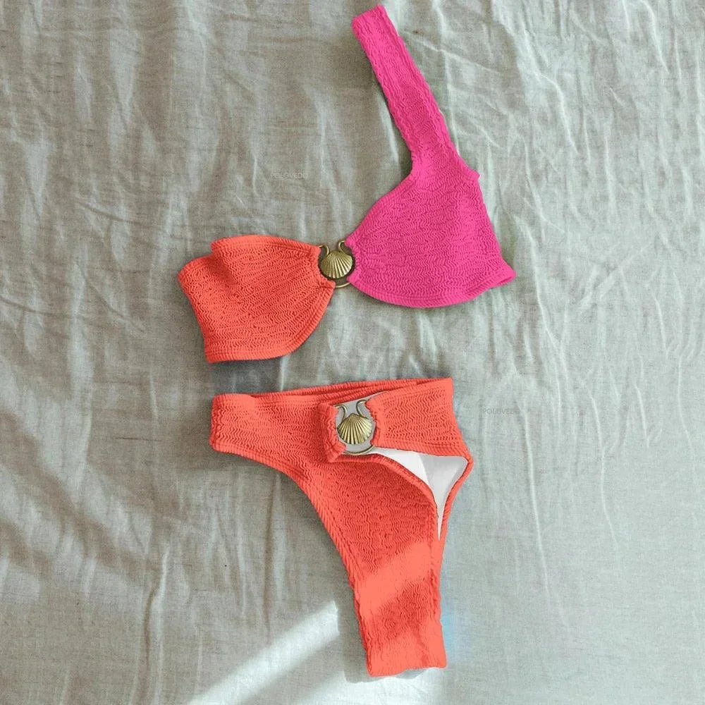 Sunniva-Rae - Women's Bikini in Textured Finish with Asymmetric Hem - photo 5