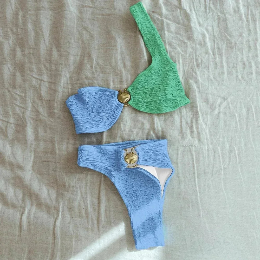 Sunniva-Rae - Women's Bikini in Textured Finish with Asymmetric Hem - photo 9