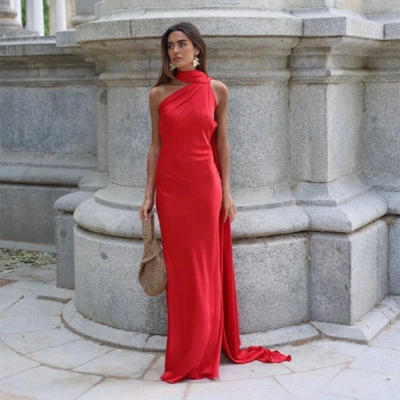 Suri - Women's Dress in Satin with Halter Neck - photo 3