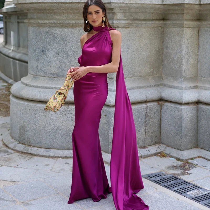 Suri - Women's Dress in Satin with Halter Neck - photo 4