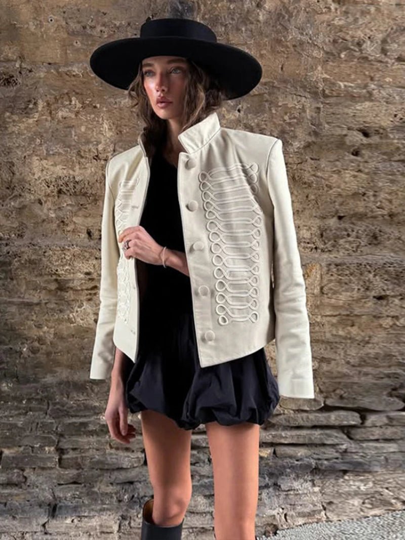 Sylvia - Women's Relaxed Biker Jacket with Button Front - photo 4