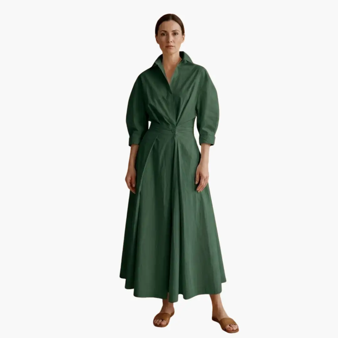 Tamsyn - Women's Fitted Midi Dress with Wide Leg - photo 12