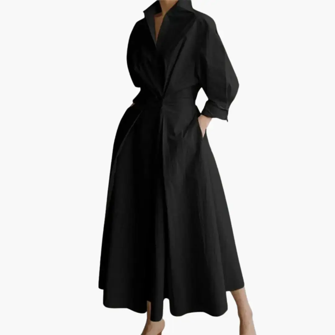 Tamsyn - Women's Fitted Midi Dress with Wide Leg - photo 2