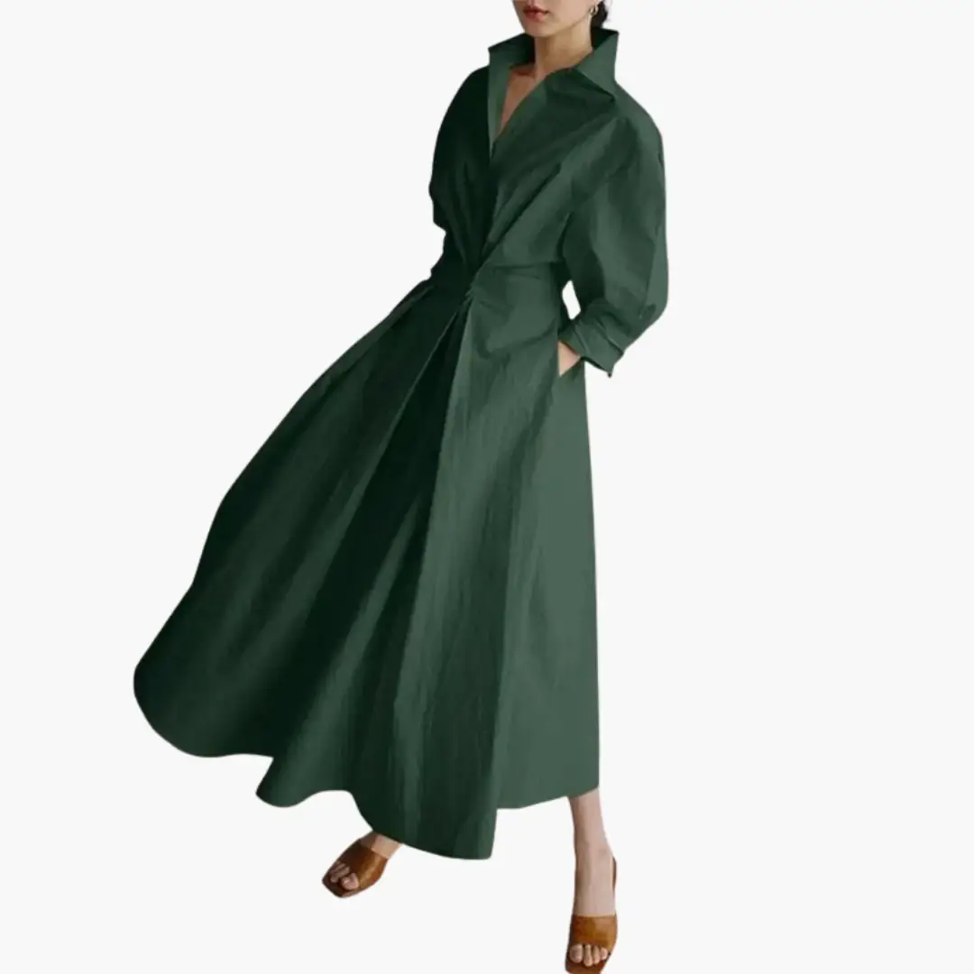 Tamsyn - Women's Fitted Midi Dress with Wide Leg - photo 3