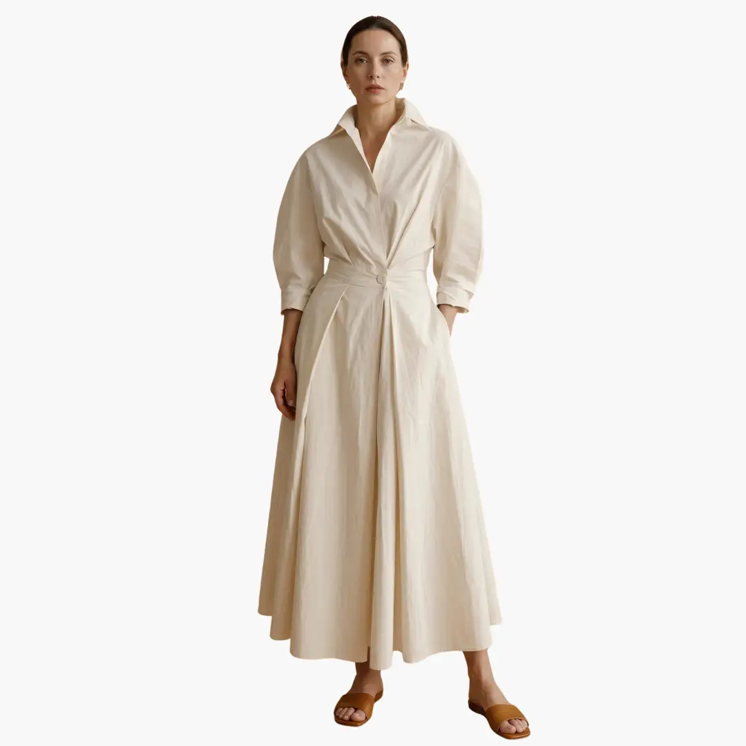 Tamsyn - Women's Fitted Midi Dress with Wide Leg - photo 5