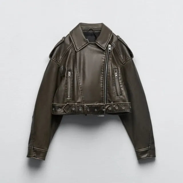 Tess - Women's Cropped Biker Jacket - photo 2