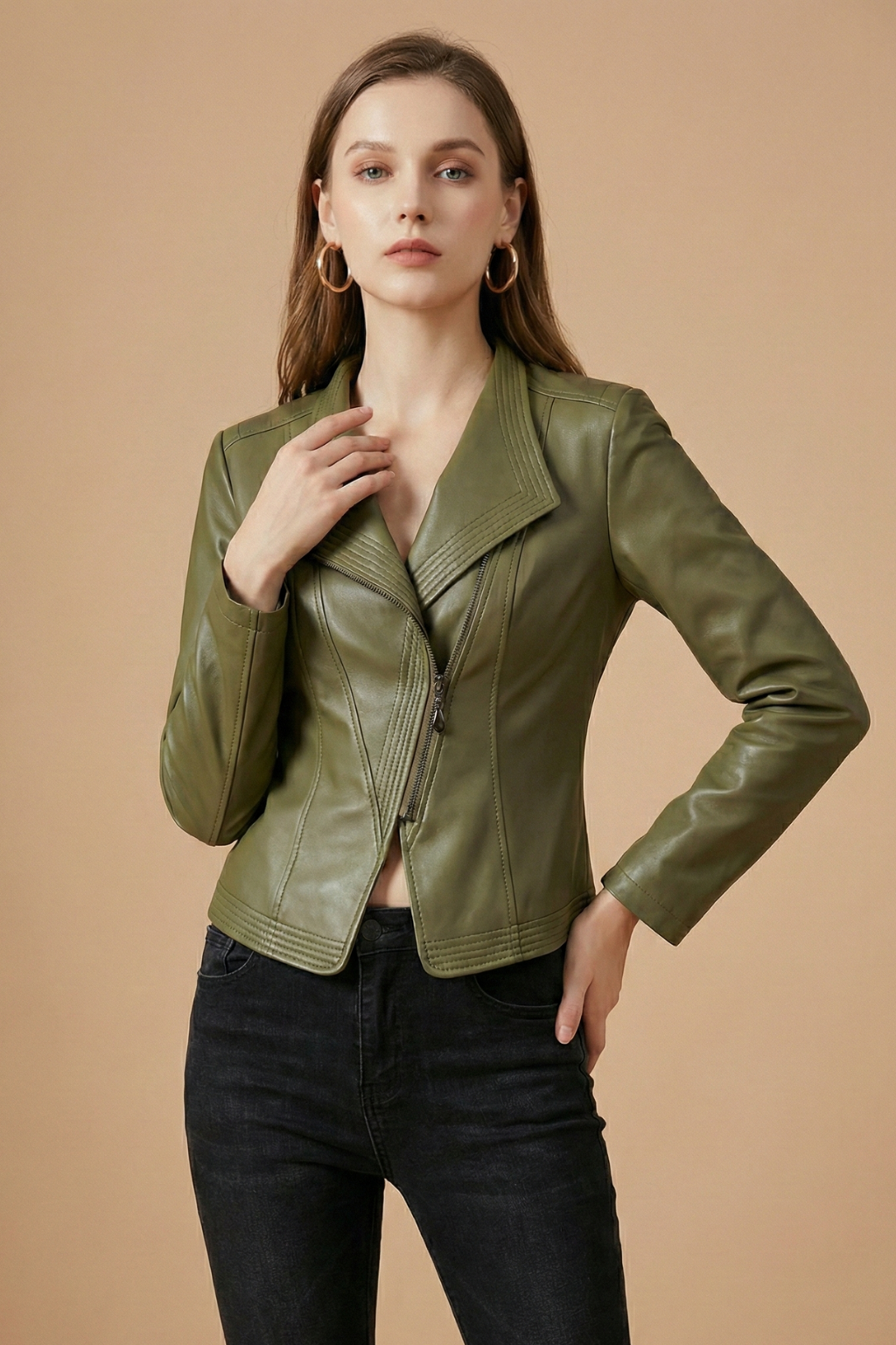 Tindra - Women's Biker Jacket with Zip Front - photo 2