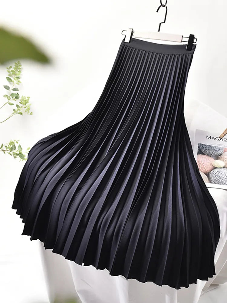 Cara - Women's Pleated Midi Skirt with a High Waist