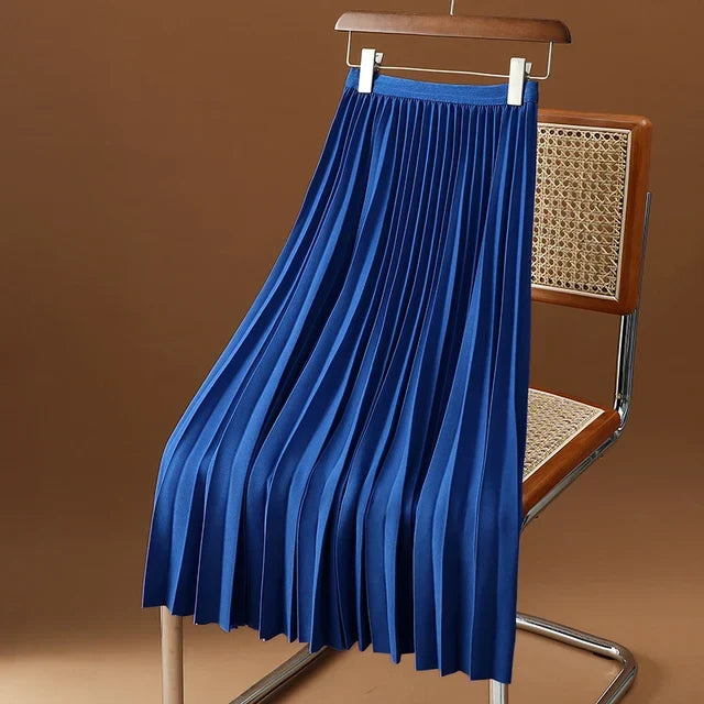 Cara - Women's Pleated Midi Skirt with a High Waist