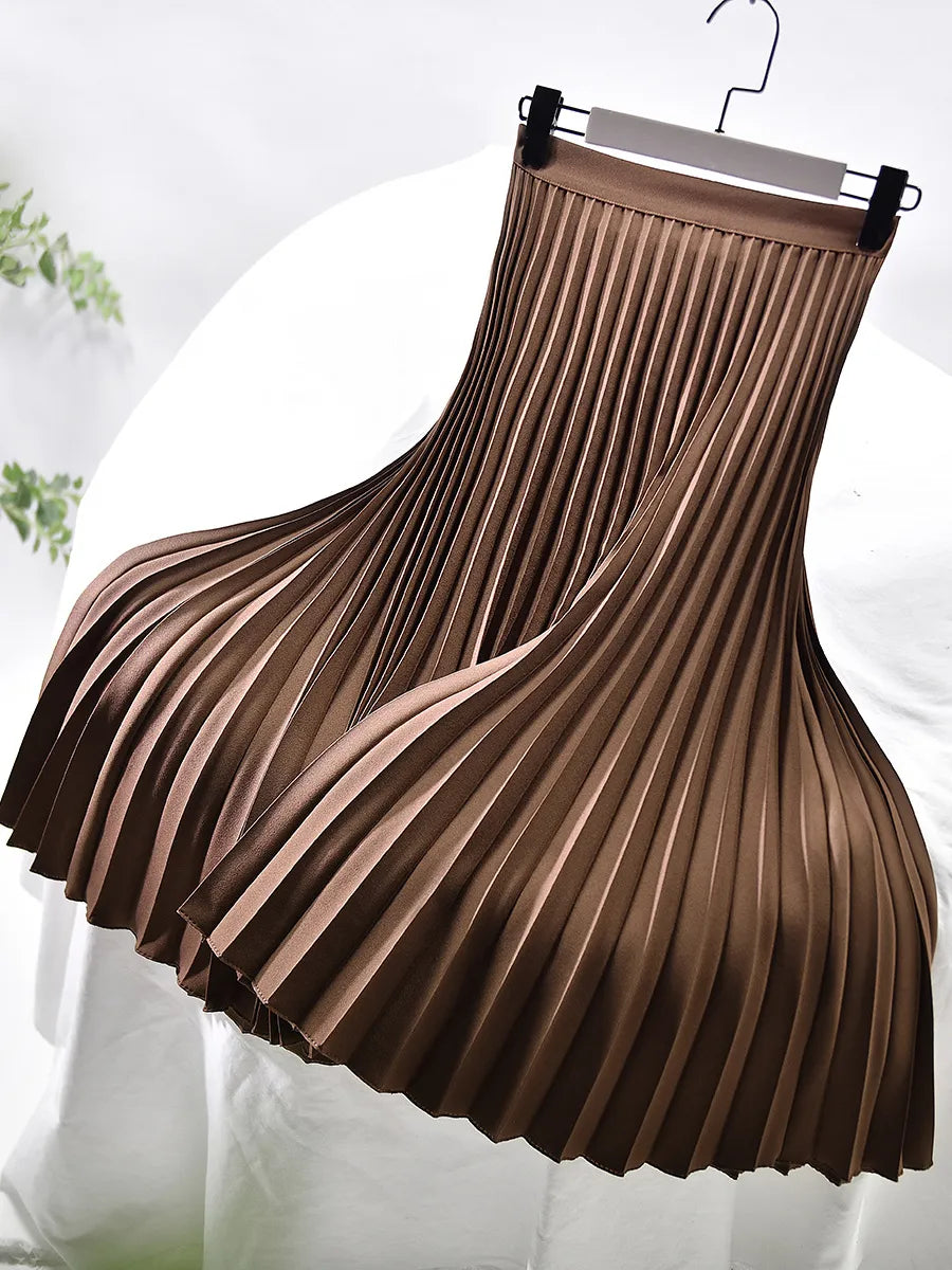 Cara - Women's Pleated Midi Skirt with a High Waist