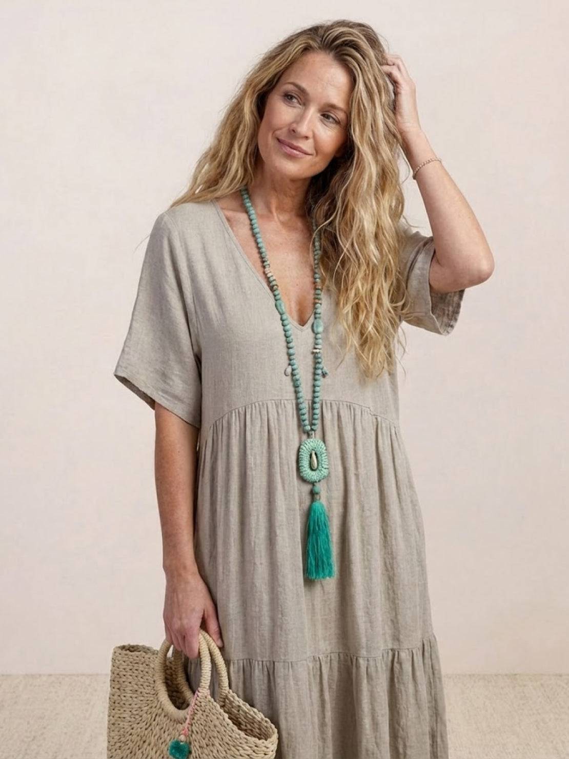 Brooklyn - Women's Boho V Neck Tiered Maxi Dress