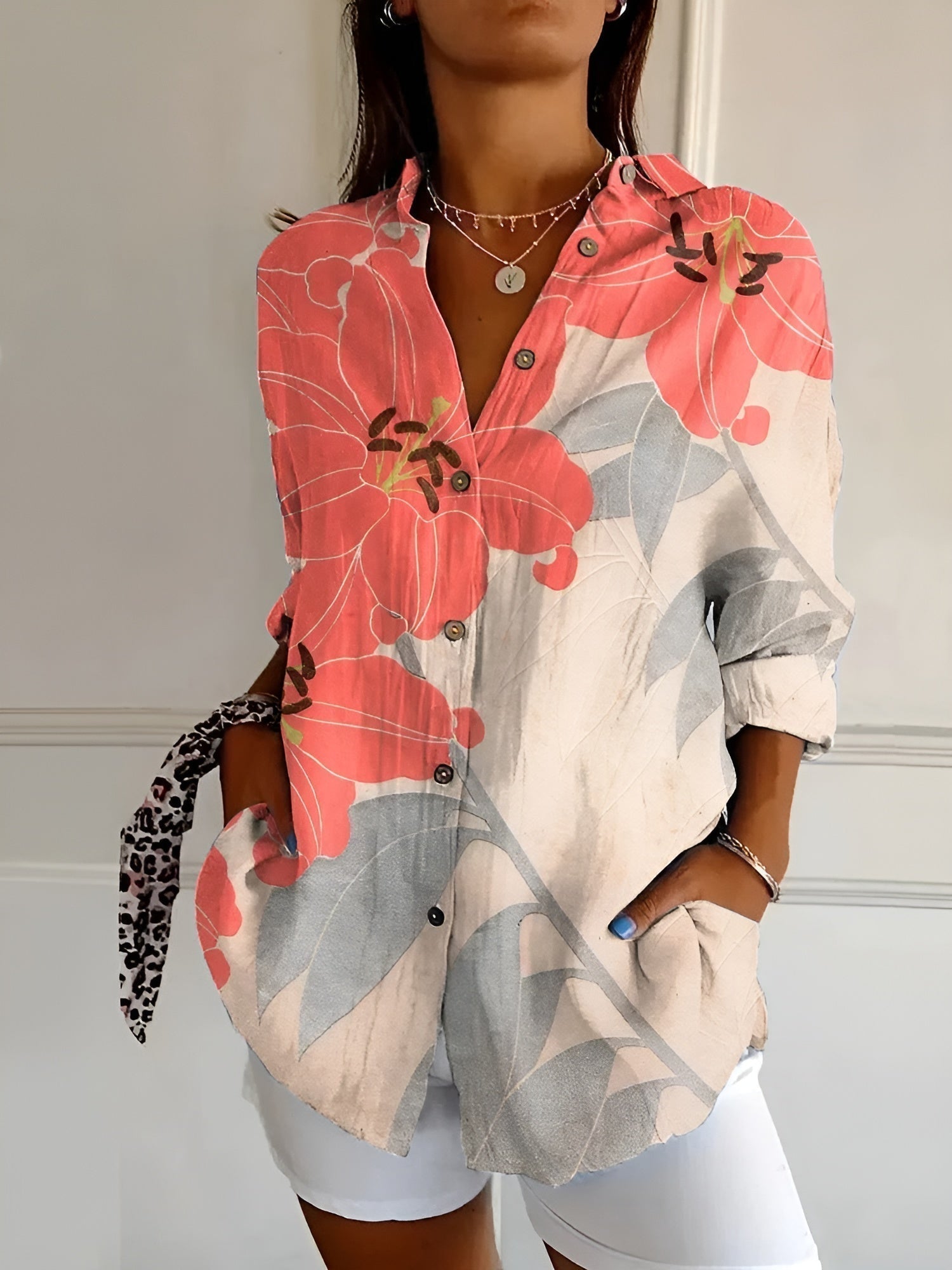 Ivy - Women's Floral Breeze Button-Up Shirt