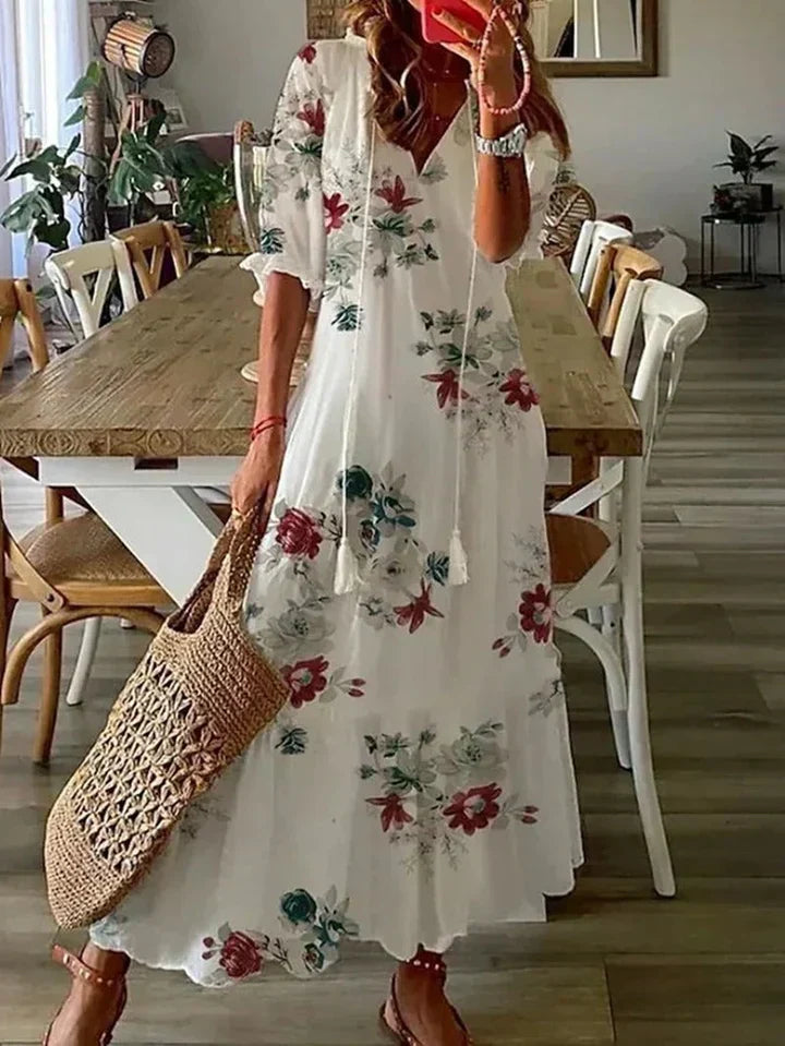 Eleanor - Women's V-Neck Maxi Dress