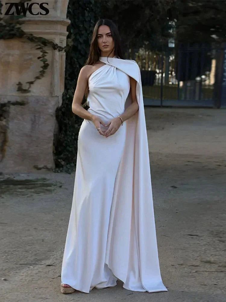 Verna - Women's One-Shoulder Satin Maxi Evening Dress - photo 9