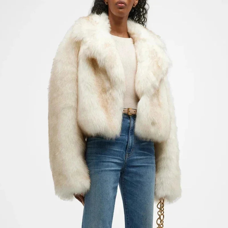 Elowyn - Women's Faux Fur Jacket with Wide Collar