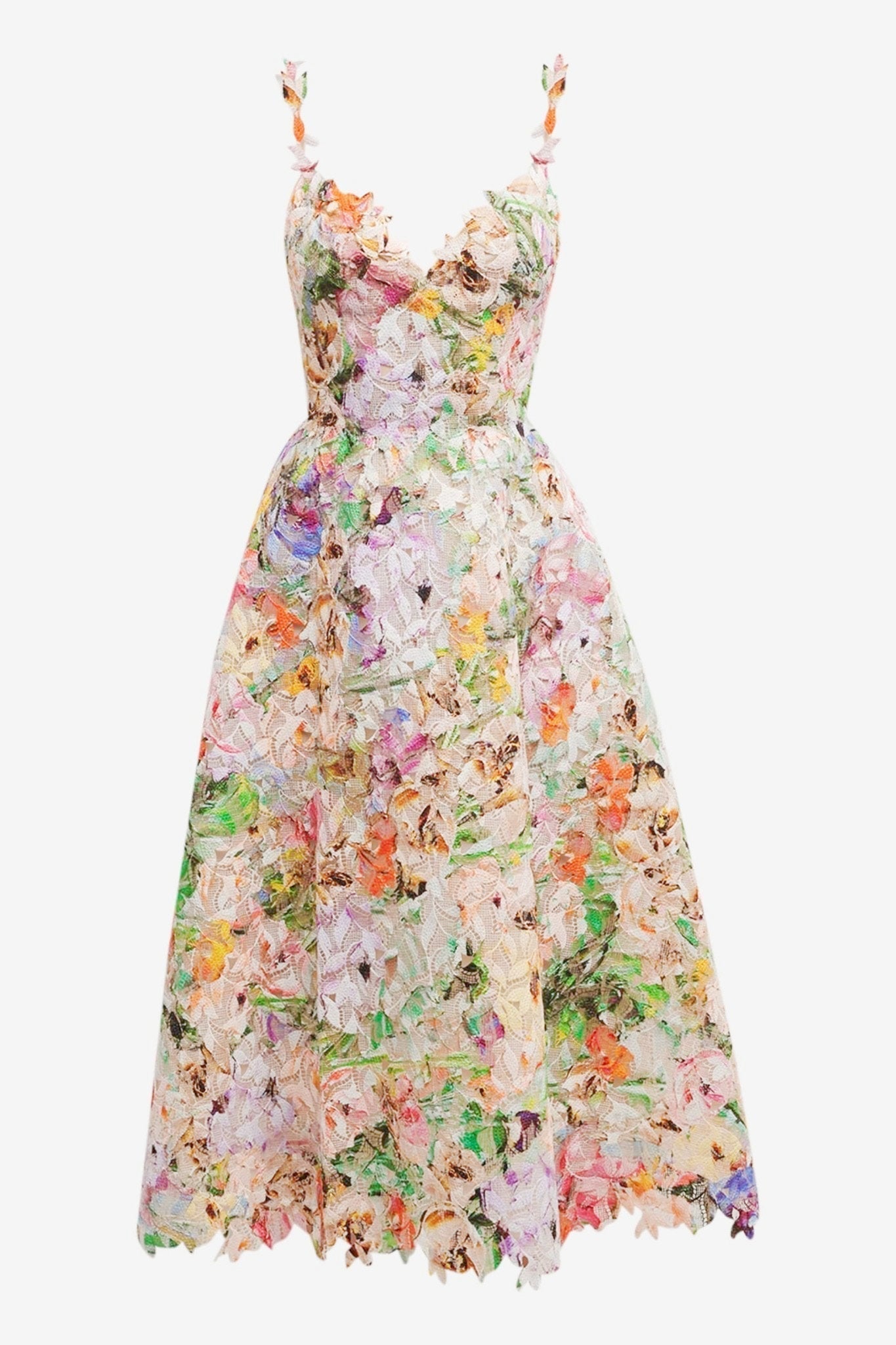Bellarose - Women's Floral Embroidered Lace Midi Dress Elegant & Romantic Summer Outfit