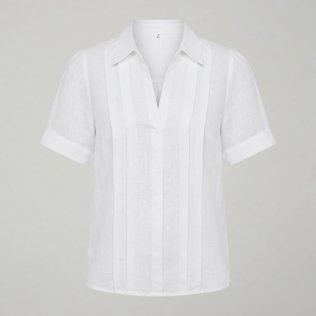 Wilhelmina - Women's Pleated Linen Blouse - photo 2