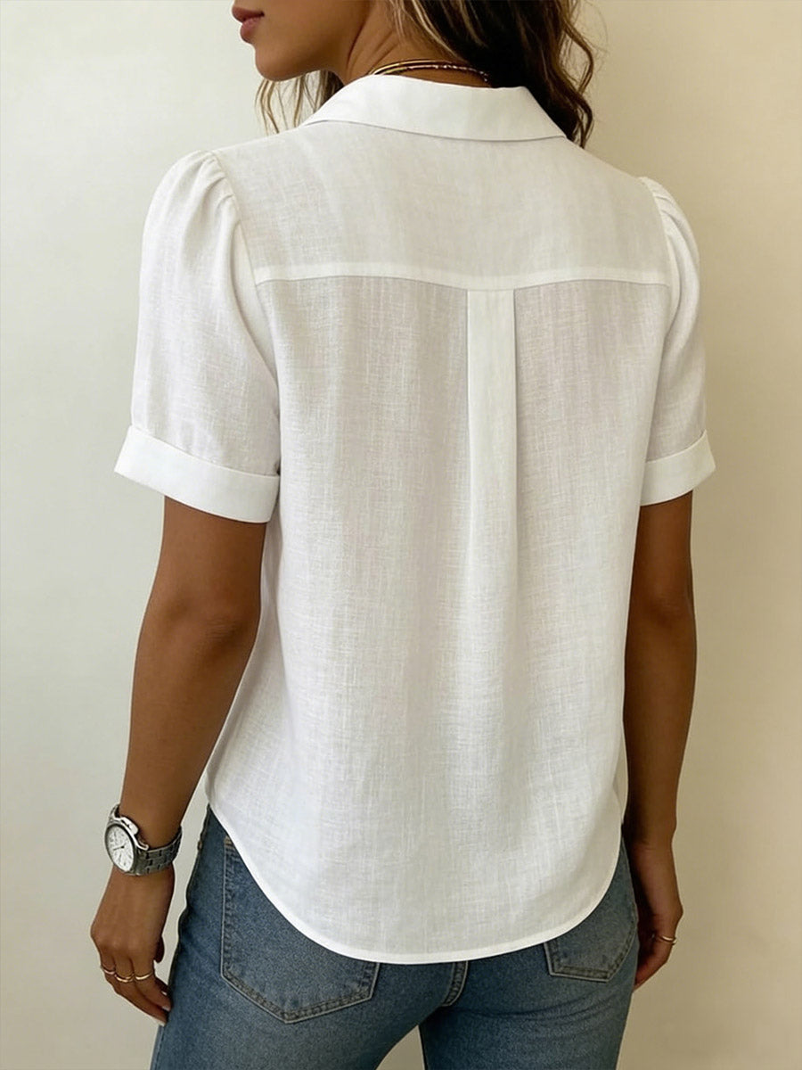 Wilhelmina - Women's Pleated Linen Blouse - photo 4