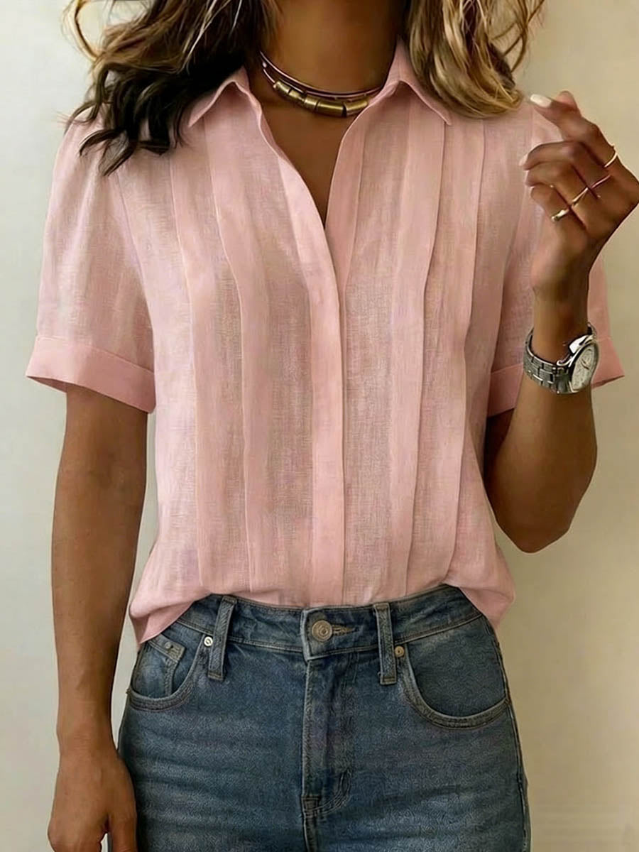 Wilhelmina - Women's Pleated Linen Blouse - photo 6