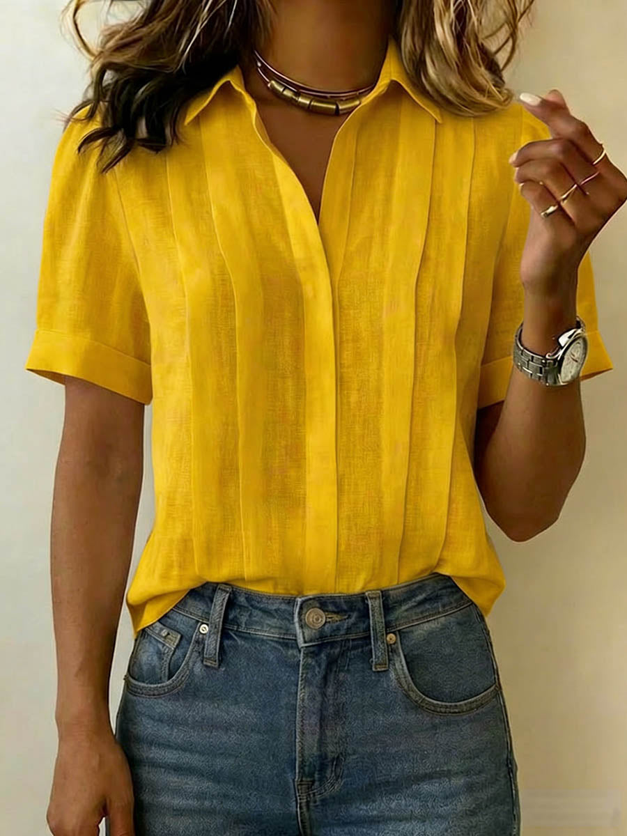 Wilhelmina - Women's Pleated Linen Blouse - photo 7