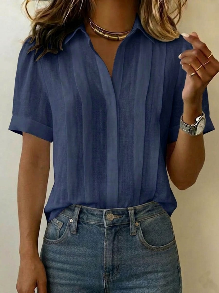 Wilhelmina - Women's Pleated Linen Blouse - photo 8