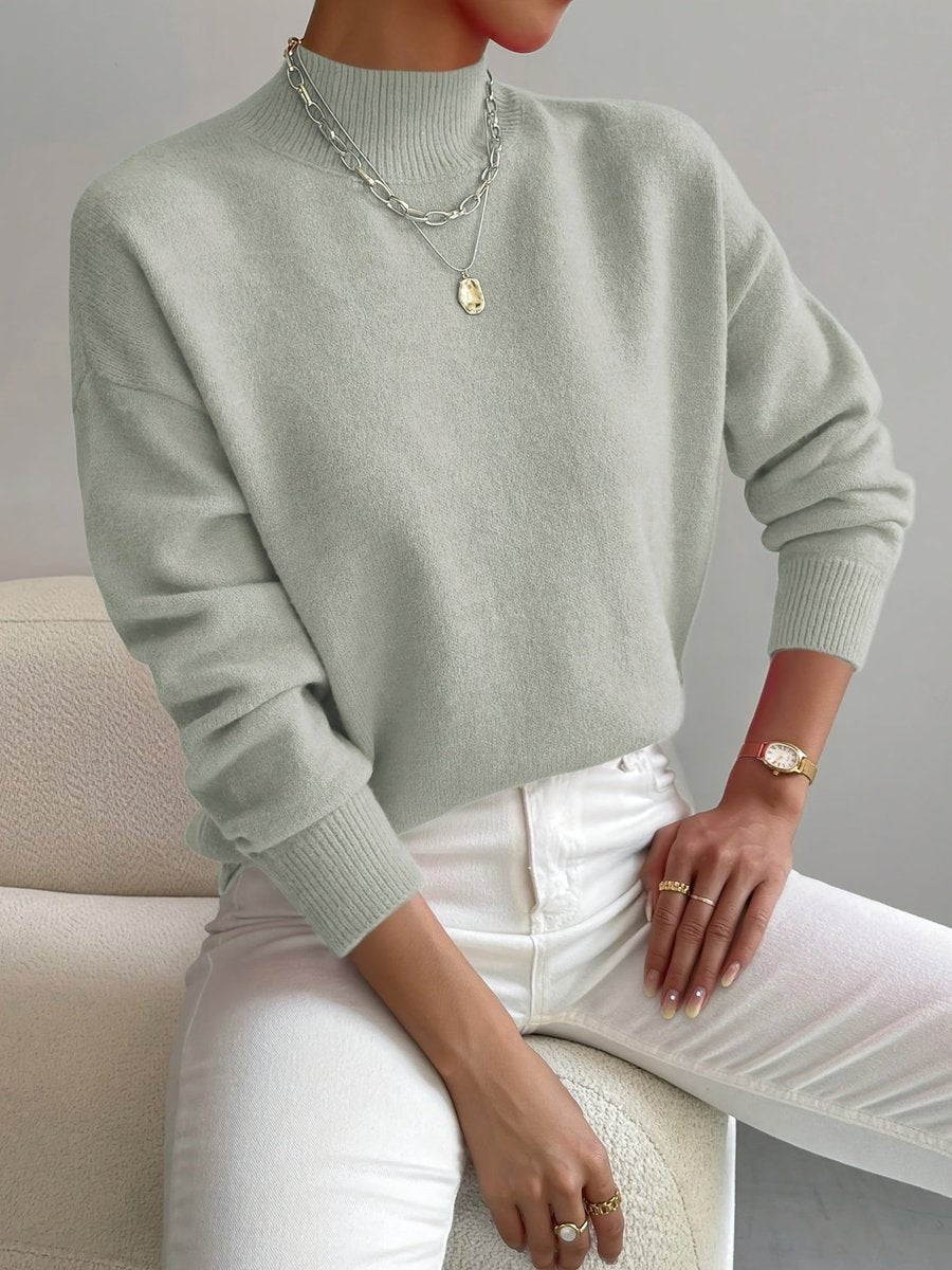 Willa - Women's Mock Neck Relaxed-fit Knit Turtleneck Sweater - photo 1
