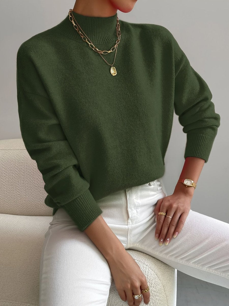 Willa - Women's Mock Neck Relaxed-fit Knit Turtleneck Sweater - photo 8