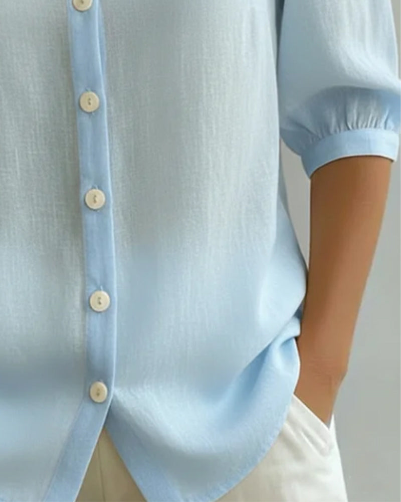 Odessa - Women's Relaxed Blouse in Peter Pan Collar 3/4 Sleeve - photo 5