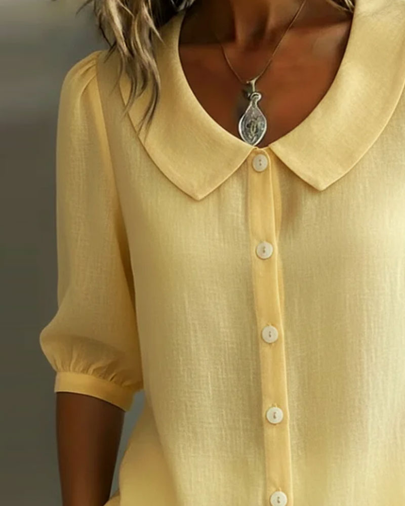 Odessa - Women's Relaxed Blouse in Peter Pan Collar 3/4 Sleeve - photo 6